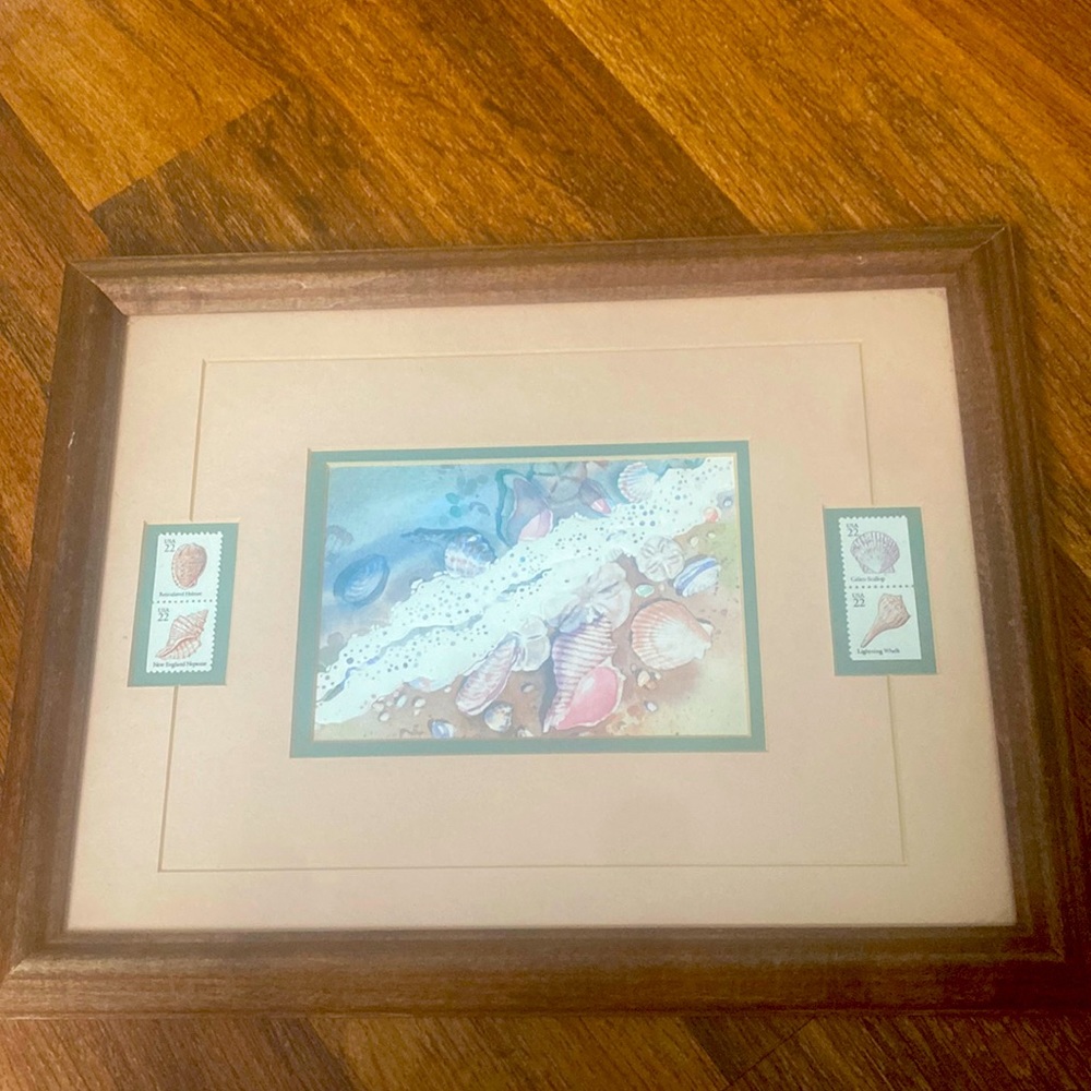 Shell stamps from 1985 uncirculated in frame.